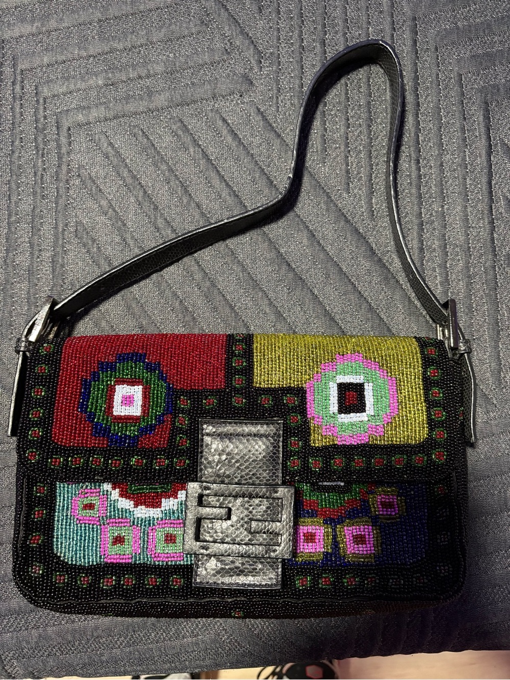 VINTAGE 90s FENDI multicolored beaded BAGUETTE.